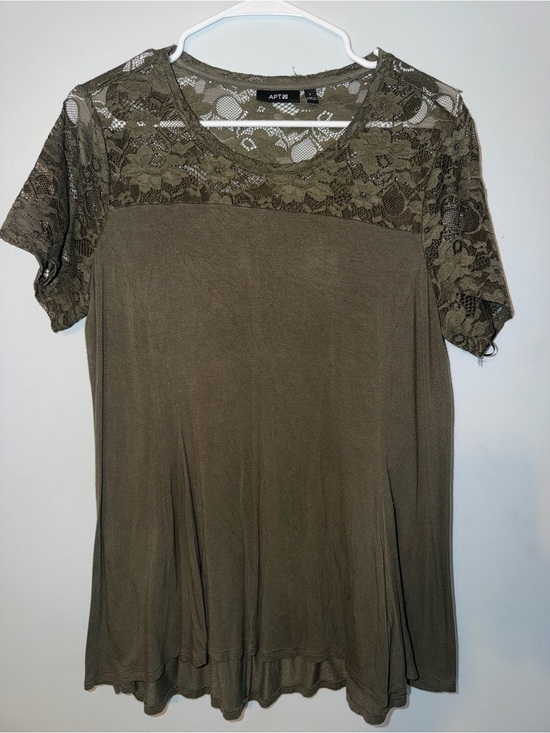 Apt. 9 Tops - Apt. 9 Olive Lace Yoke Short Sleeve Tee